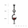 MOON WITH ROSE DANGLE 316L SURGICAL STEEL NAVEL RING